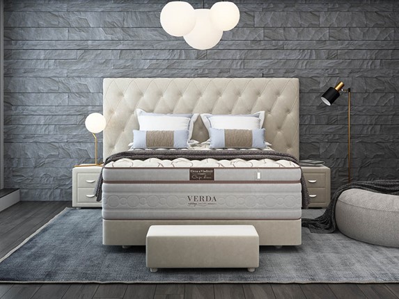 Кровать в спальню Luxe/Podium M 160х200, Флок (Велсофт Бежевый) в Санкт-Петербурге - изображение