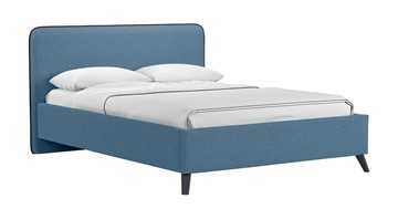 Кровать с подъемным механизмом Миа, 140 Bravo blue (светло-синий) / кант Лайт 10 Велюр (коричневый) + кроватное дно в Санкт-Петербурге