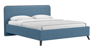 Кровать с подъемным механизмом Миа, 160 Bravo blue (светло-синий) / кант Лайт 10 Велюр (коричневый) + кроватное дно в Санкт-Петербурге