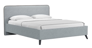 Кровать с подъемным механизмом Миа, 160 Bravo grey (серый) / кант Лайт 10 Велюр (коричневый) + кроватное дно в Санкт-Петербурге