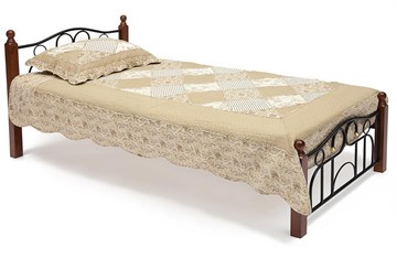 Спальная кровать AT-808 дерево гевея/металл, 90*200 см (Single bed), красный дуб/черный в Санкт-Петербурге
