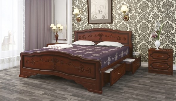 Кровать с выкатными ящиками Карина-6 (Орех) 180х200 в Санкт-Петербурге - изображение