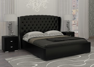Кровать в спальню Dario Grace 140x200, Экокожа (Черный) в Санкт-Петербурге