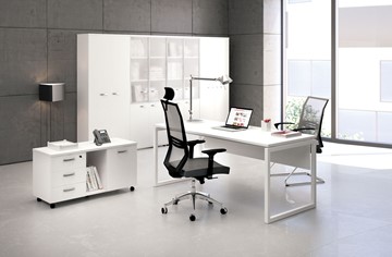 Офисный набор мебели А4 (металлокаркас QUATTRO) белый премиум / металлокаркас белый в Санкт-Петербурге - предосмотр 1