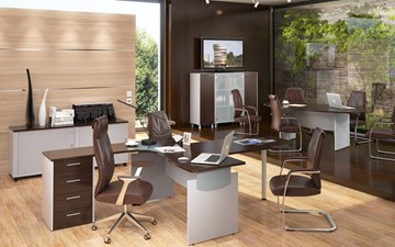 Офисный набор мебели OFFIX-NEW для двух сотрудников и руководителя в Санкт-Петербурге - предосмотр