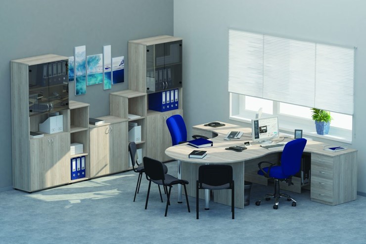 Офисный набор мебели Twin для 2 сотрудников с совмещенными столами в Санкт-Петербурге - изображение