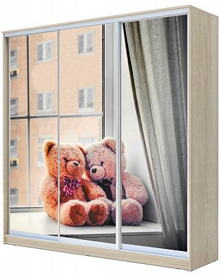 Шкаф детский  ХИТ 23-20/2-777-26, Мишки на окне, Дуб Сонома в Санкт-Петербурге - изображение