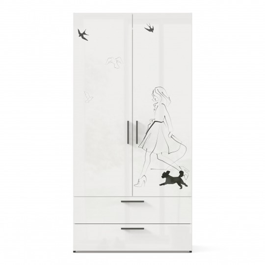 Шкаф 2-створчатый комбинированный Джоли ЛД 535.040, Серый шелк в Санкт-Петербурге - изображение 1