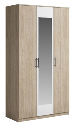Шкаф 3 двери Светлана, с зеркалом, белый/дуб сонома в Санкт-Петербурге - изображение