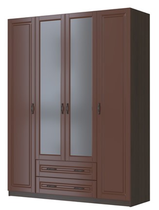 Шкаф четырехстворчатый в спальню Кантри, лак орех ШР-4, с 2мя зеркалами в Санкт-Петербурге - изображение