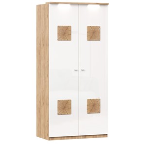 Шкаф двухстворчатый Фиджи с декоративными накладками 659.237, цвет белый в Санкт-Петербурге