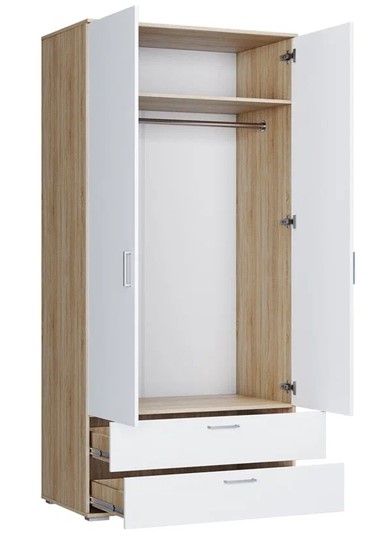 Шкаф в спальню ШР-2/1 с ящиками Лайт Дуб сонома / Белый в Санкт-Петербурге - изображение 1