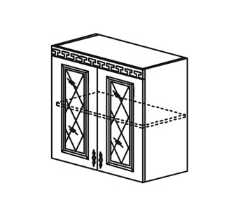 Шкаф на кухню Веста настенный двухдверный с полкой со вставкой из стекла 718*800*323мм в Санкт-Петербурге
