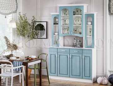 Кухонный шкаф Констанция 4-х створчатый, голубой в Санкт-Петербурге