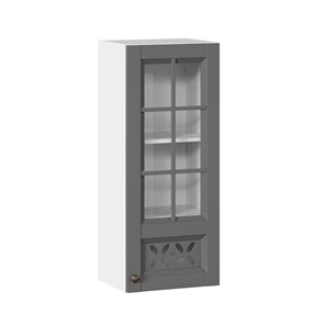 Шкаф кухонный Амели-3 400 высокий со стеклом ЛД 299.420.000.040, Белый/Оникс серый в Санкт-Петербурге