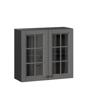 Кухонный шкаф Амели-3 800 со стеклом ЛД 299.360.000.036, Черный/Оникс серый в Санкт-Петербурге