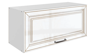 Шкаф на кухню Атланта L800 Н360 (1 дв. гл.) эмаль (белый/белый глянец патина золото) в Санкт-Петербурге