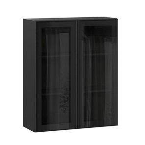 Шкаф навесной высокий со стеклом 800 Индиго ЛД 298.460.000.156, Чёрный/Чёрный в Санкт-Петербурге