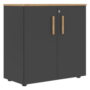Низкий шкаф с малыми дверцами широкий FORTA Графит-Дуб Гамильтон  FLC 80.1(Z) (798х404х801) в Санкт-Петербурге