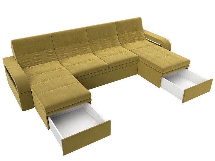 П-образный диван Лига-035 мини, Желтый (микровельвет) в Санкт-Петербурге - изображение 1