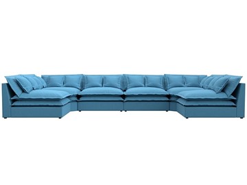 Большой П-образный диван Лига-040, Амур голубой (рогожка) в Санкт-Петербурге - предосмотр 1