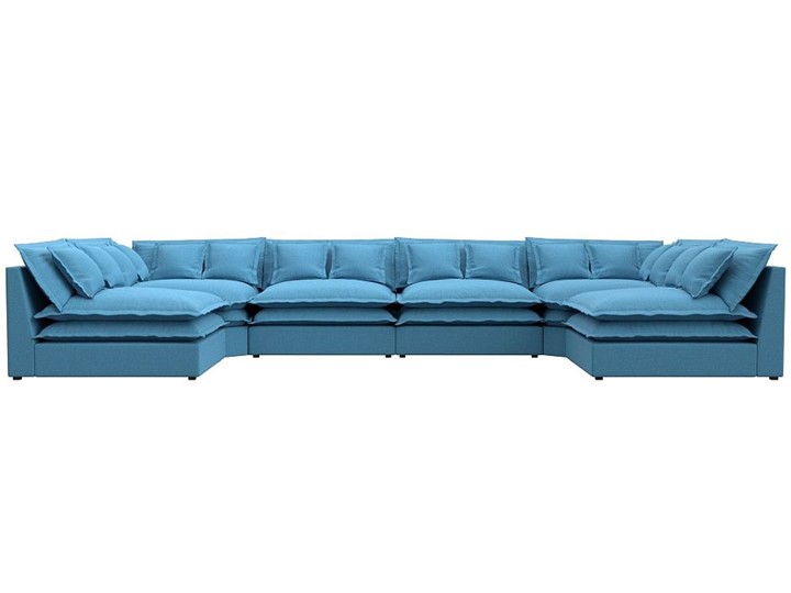 Большой П-образный диван Лига-040, Амур голубой (рогожка) в Санкт-Петербурге - изображение 1