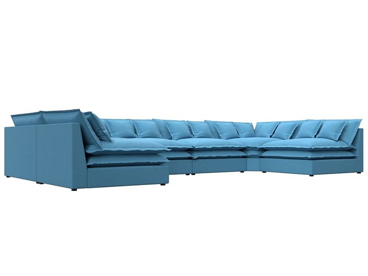 Большой П-образный диван Лига-040, Амур голубой (рогожка) в Санкт-Петербурге - изображение 2