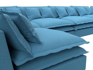 Большой П-образный диван Лига-040, Амур голубой (рогожка) в Санкт-Петербурге - предосмотр 3