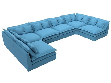 Большой П-образный диван Лига-040, Амур голубой (рогожка) в Санкт-Петербурге - предосмотр 4