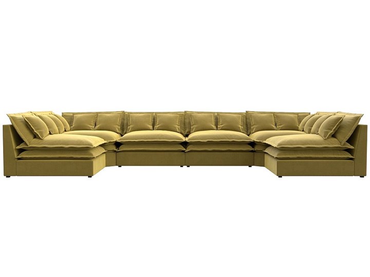 Большой П-образный диван Лига-040, Желтый (микровельвет) в Санкт-Петербурге - изображение 1