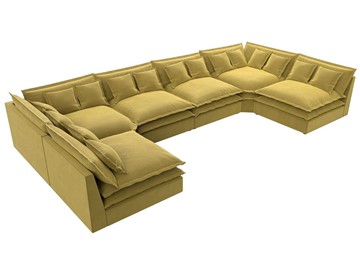 Большой П-образный диван Лига-040, Желтый (микровельвет) в Санкт-Петербурге - предосмотр 4
