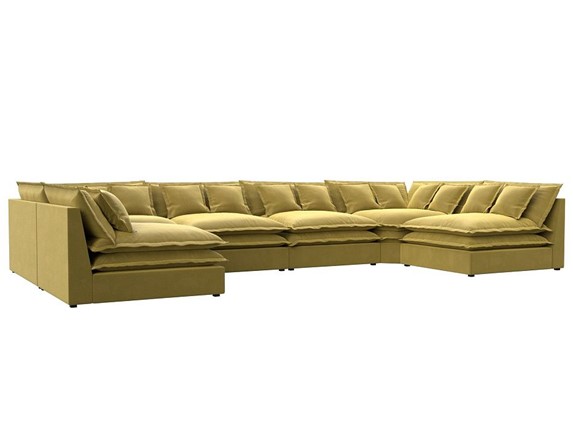 Большой П-образный диван Лига-040, Желтый (микровельвет) в Санкт-Петербурге - изображение