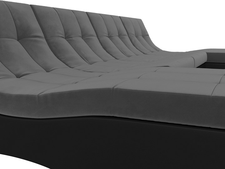 П-образный диван Монреаль, Серый\Черный (Велюр\Экокожа) в Санкт-Петербурге - изображение 3