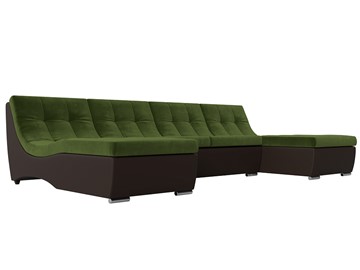 П-образный диван Монреаль, Зеленый\Коричневый (Микровельвет\Экокожа) в Санкт-Петербурге - предосмотр