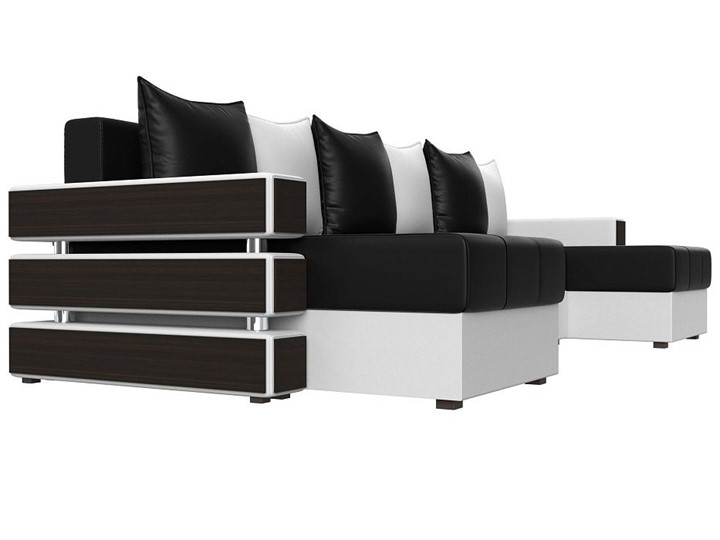 Большой П-образный диван Венеция боннель, Черный\Белый (Экокожа) в Санкт-Петербурге - изображение 3