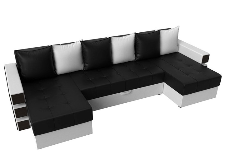 Большой П-образный диван Венеция боннель, Черный\Белый (Экокожа) в Санкт-Петербурге - изображение 5