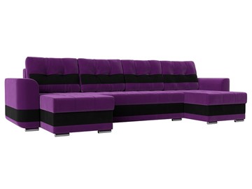 П-образный диван Честер, Фиолетовый/черный (вельвет) в Санкт-Петербурге