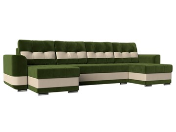 П-образный диван Честер, Зеленый/бежевый (вельвет/экокожа) в Санкт-Петербурге