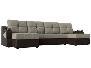 П-образный диван Меркурий П, Корфу 02 (рогожка)/коричневый (экокожа) в Санкт-Петербурге