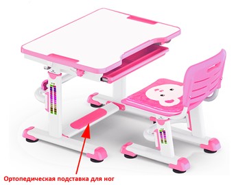 Парта растущая + стул Mealux BD-08 Teddy, pink, розовая в Санкт-Петербурге