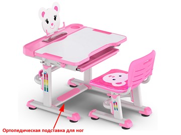 Растущий стол и стул Mealux EVO BD-04 Teddy New XL, WP, розовая в Санкт-Петербурге - предосмотр