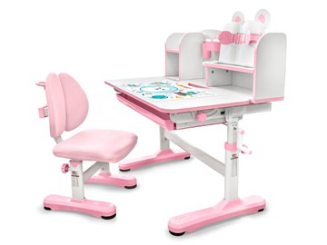 Растущая парта + стул Mealux EVO Panda XL pink BD-29 PN, столешница белая / пластик розовый в Выборге