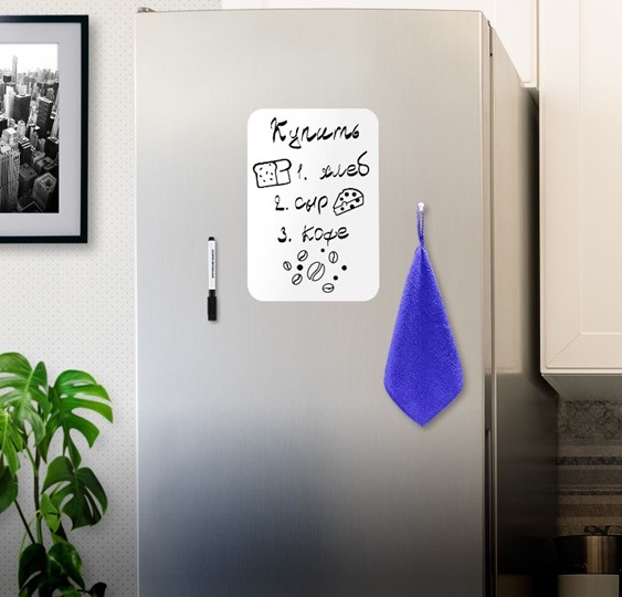 Доска магнитная на холодильник BRAUBERG, 30х21 см с маркером, магнитом и салфеткой в Санкт-Петербурге - изображение 2